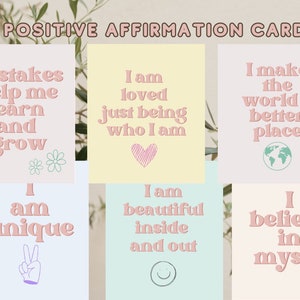 Tarjetas de Afirmación Positiva, Afirmaciones, Atención Plena, Aliento, Autoestima, Diálogo interno positivo, Girl Scout, Aula