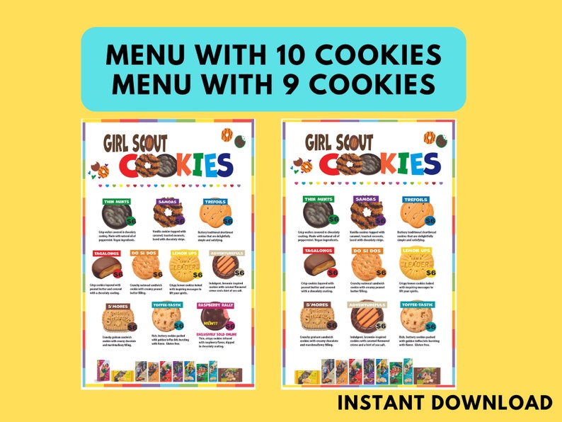 2023 LBB Cookie Meeting Set 2 Menus Cookie Booth Door to Etsy