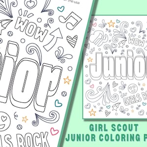 Girl Scout Junior, Coloring page, Instant Download