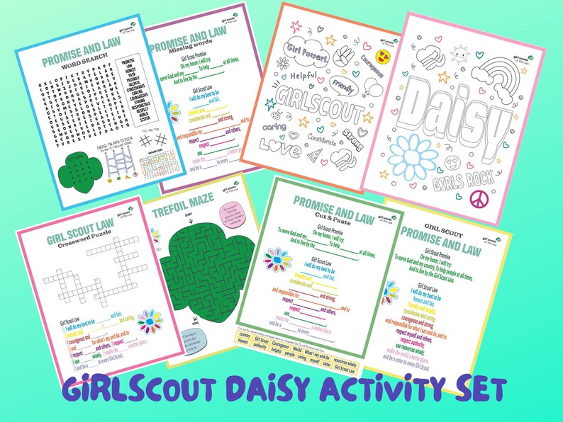 Girl Scout Daisy Activity Set - Daisy Troop Meeting, Coloring, Crossword, Word Search, Maze ...
