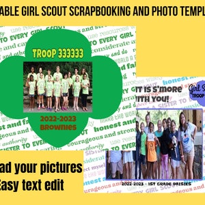 Girl Scout ScrapBooking, Picture Book Template, Photo Frame, Memory Book, End of Year Party
