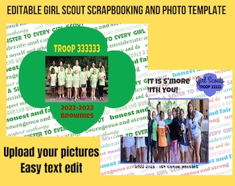 Girl Scout ScrapBooking, Picture Book Template, Photo Frame, Memory Book, End of Year Party