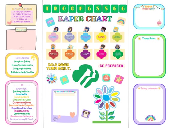 Editable Girl Scout Kaper Chart, Daisies, Troop Leader, Meeting Board,  Promise & Law, Customizable Instant Download 