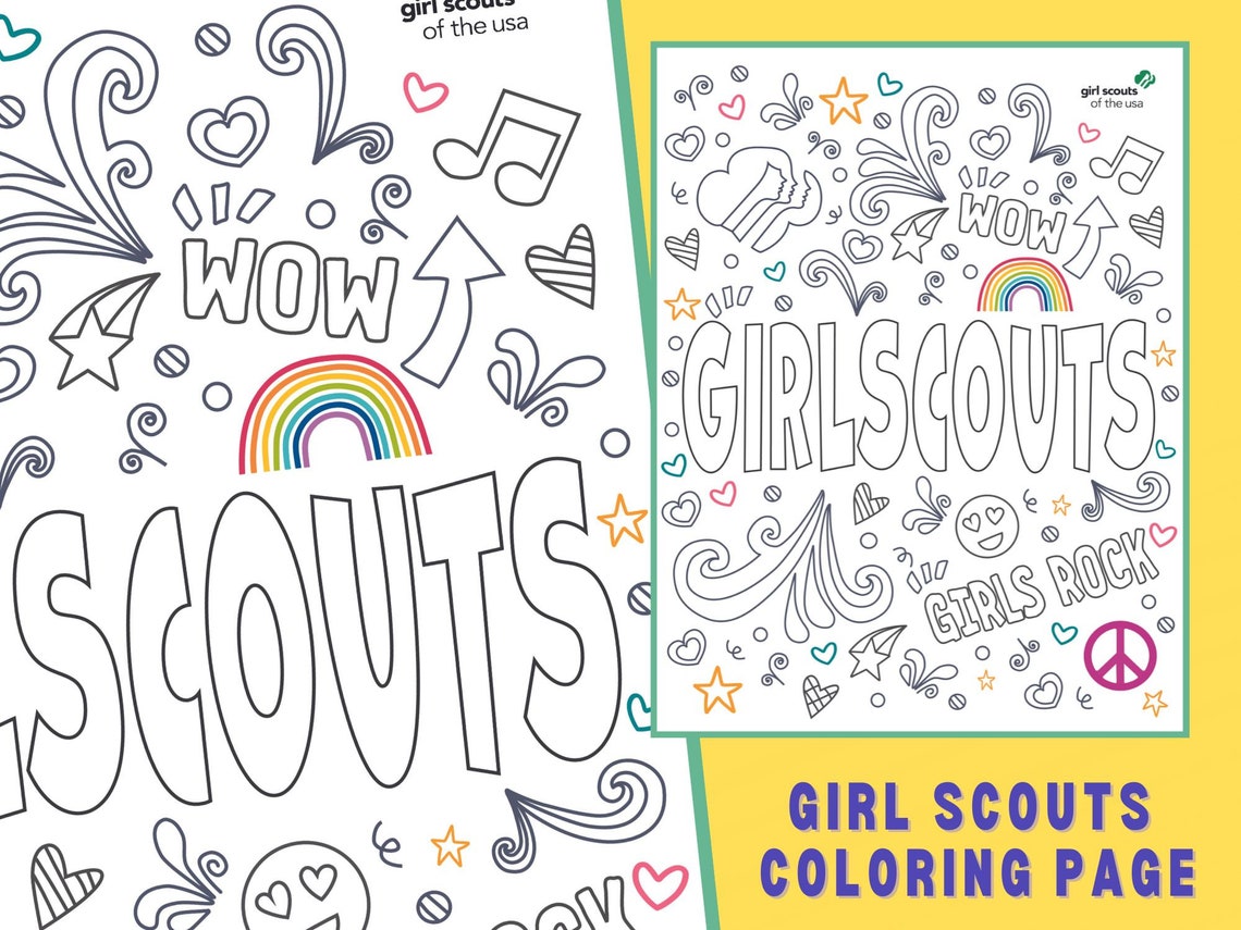 Girl Scout Coloring Page - Etsy