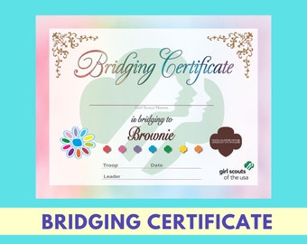 Girl Scout Bridging Certificate, Editable PDF, Bridging to Brownie, Daisy to Brownie