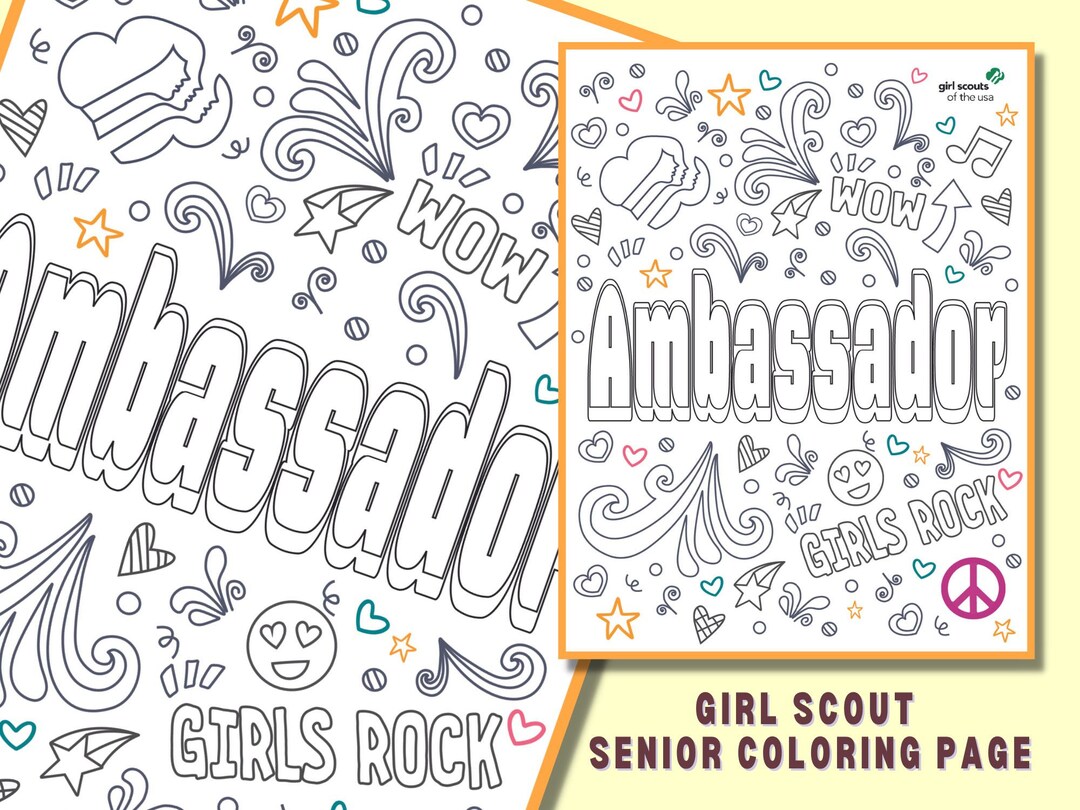 Girl Scout, Coloring Page, Ambassador, Instant Download - Etsy