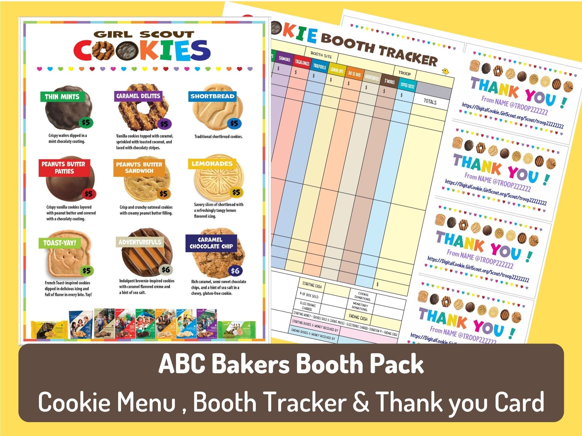 ABC, Girl Scout Cookie Booth Pack, 2024 ABC Cookies, Editable Cookie ...