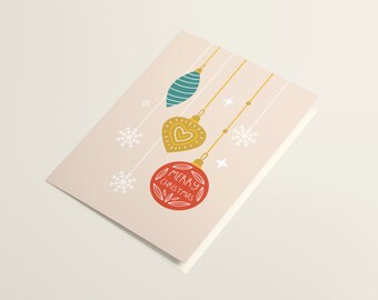 Christmas Baubles Card Set w Envelopes | Holiday Cards with Photo | Holiday Cards Personalized