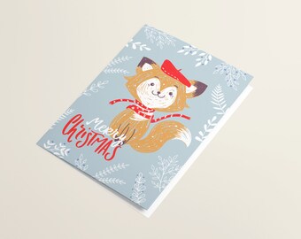 Christmas Fox Card Set w Envelopes