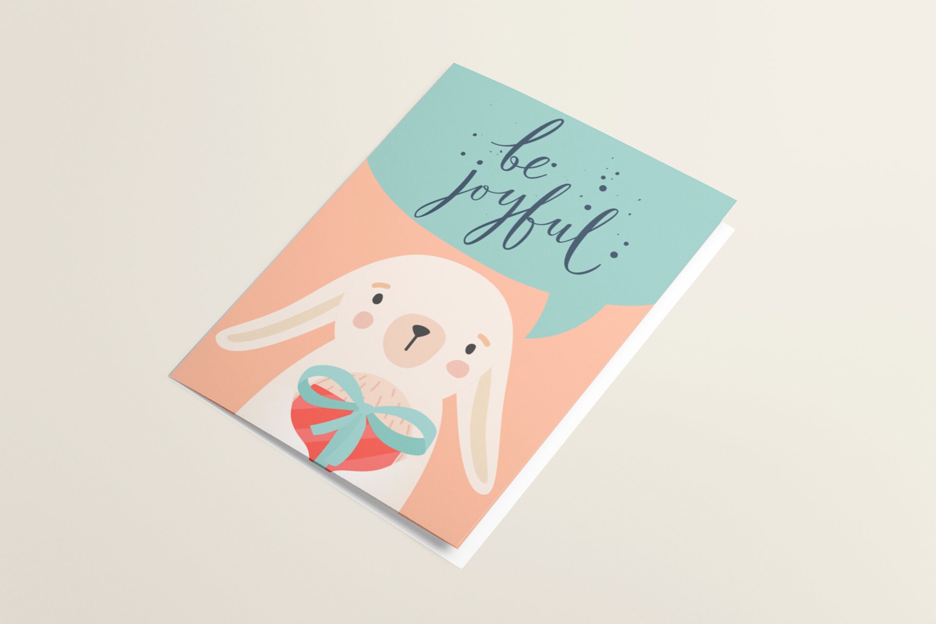 Joyful Bunny Christmas Card Set w Envelopes