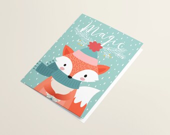 Chilly Fox Christmas Card Set w Envelopes