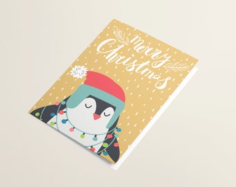 Santa Penguin Card Set w Envelopes