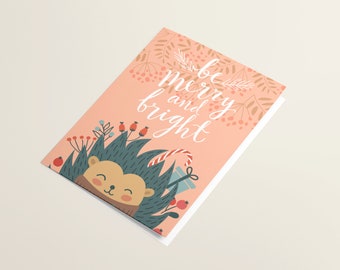 Holiday Hedgehog Christmas Card Set w Envelopes