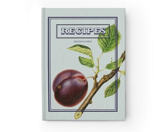 Vintage Plum Recipe Journal | Journal for Adult, Lined Paper Journal, Personalized Journal, Custom Journal, Personalized Journal for Gift