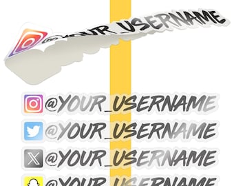 CUSTOM Clear Social Media Decal Sticker - Username, Brand, Social Media Logo, Fully Customizable, Transparent See-through - WATERPROOF!