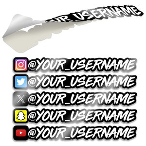 CUSTOM Social Media Decal Sticker - Username, Brand, Social Media Logo, Fully Customizable, Personalized to You - WATERPROOF!