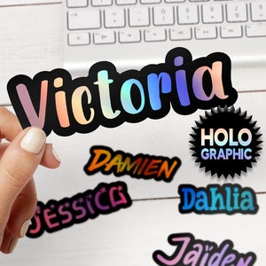 Personalized Holographic Name Sticker - Custom Holo Text Decal Stickers - Customize for Water Bottle, Phone, Laptop & More! FREE SHIPPING!