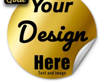 Custom Gold Mirror Sticker Labels - Design Your Own Waterproof Vinyl Decal - Image, Text, Photo, Logo - Dishwasher Safe, UV & Heat Resistant