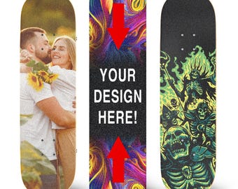 Custom Grip Tape for Skateboard - 33" X 9" - Personalized Anti-Slip Grip Upload Your Own Image - Skateable, Decor - BOARD NOT INCLUDED