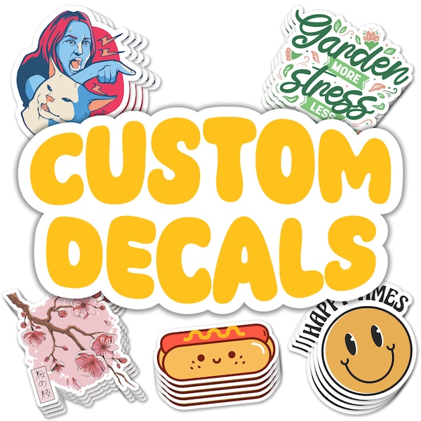 Custom Individually Die Cut Standard GLOSSY VINYL STICKERS Decals for Fun, Business, Weddings, Birthdays, Gifts - Waterproof!