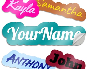 CUSTOM Name Stickers - Fully Customizable Your Name Here Vinyl Text Decal for Water Bottle, Bumper, etc! Waterproof & Dishwasher Safe!