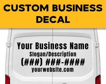 VulgrCo Custom Vinyl COMMERCIAL LETTERING DECAL - Business Info Description Sticker - Any Surface - Window, Vehicle, Car, Truck- Waterproof!