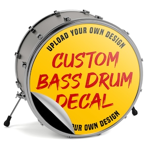 VulgrCo Custom Bass Drum Head Decal - Add Custom Image/Logo - Multiple Sizes - Waterproof!