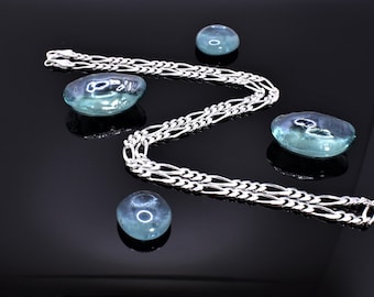 Diamond Cut Sterling Silver Figaro Chain, Modern Necklace