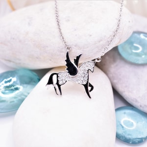 HORSE NECKLACE, SILVER Necklace, Horse Stylish Chain Cubic Zirconia Necklace, For Horse Lover Everyday Necklace, Horse Jewelry Gift For Her