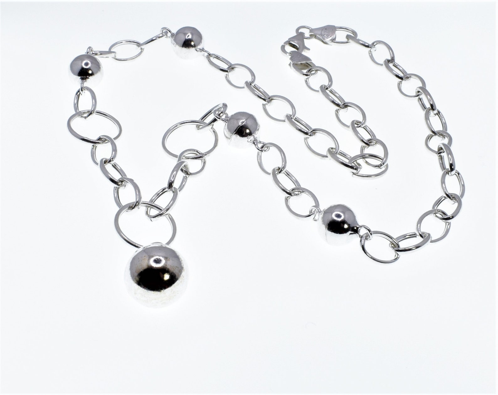 AESTHETIC NECKLACE, BOHO Necklace, Silver Ball Rolo Chain Boho Style