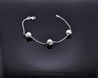 TRENDY BRACELET, DESIGNER Bracelet, Sterling Silver Bead Ball Modern Style Bracelet Gift for Her, Bead Ball Bracelet Women Jewelry