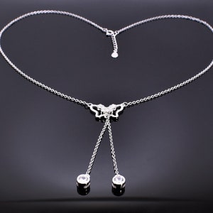 Sterling Silver Butterfly Pendant Necklace: Cubic Zirconia Gem, Trendy Jewelry