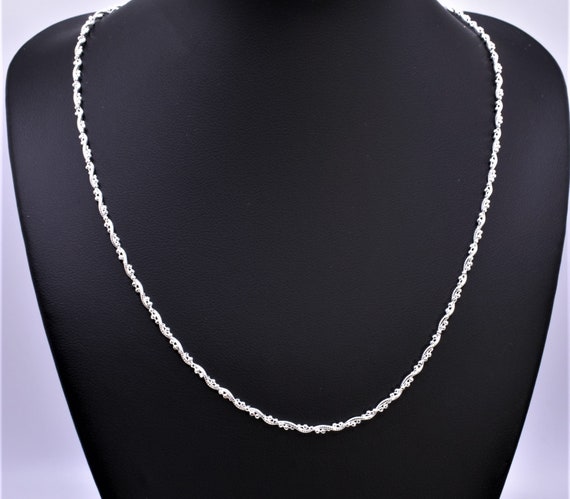 Modern Chain Designer Silver Chain Necklace Pretty Chain Jewelry Gift for Girls 2.0mm Dimond Cut Chain Anniversary Gifts for Women