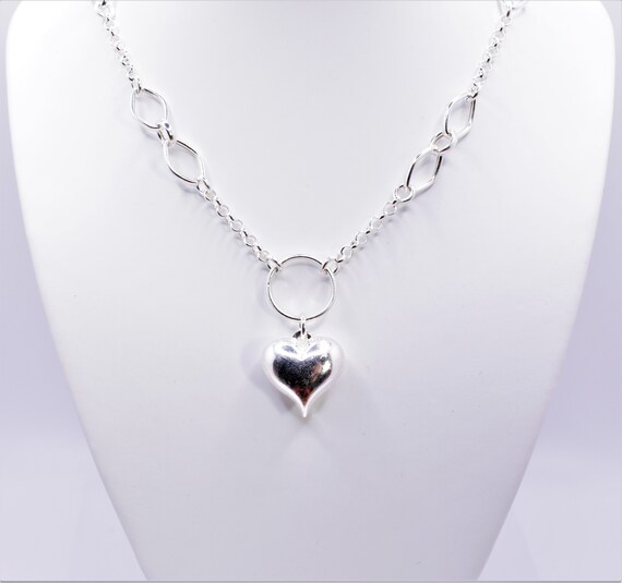 【TATIANA】(SILVER925) Classic Heart Ball Chain Necklace~☆ HEART CHAIN NECKLACE, Ball Chain Link Necklace, Silver Heart