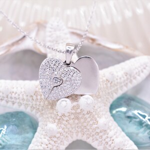 Sterling Silver Angel Heart Necklace: Cubic Zirconia Pendant