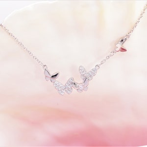 Butterfly Necklace: 925 Sterling Silver Cubic Zirconia Pendant