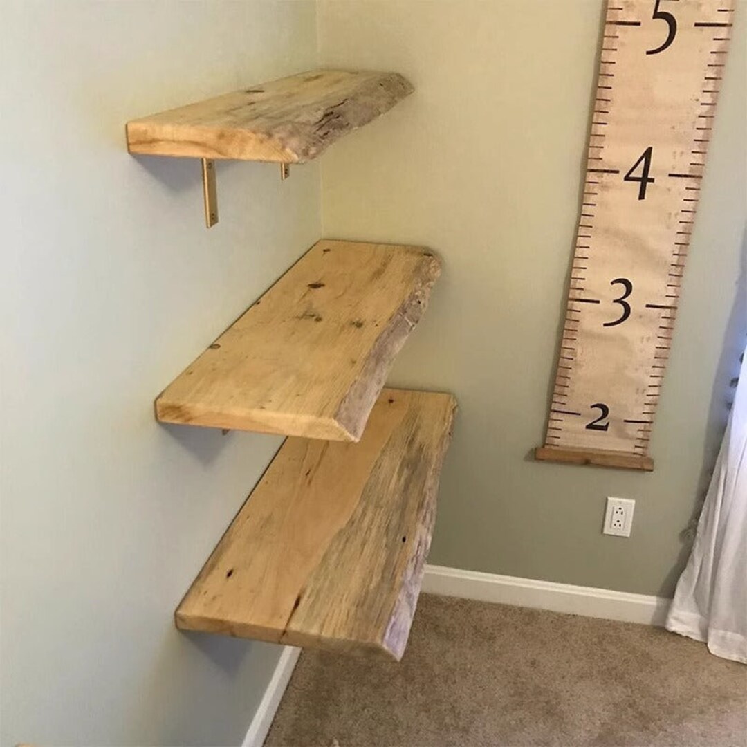 Live Edge Wood Wall Shelf 20cm customisable Floating Etsy