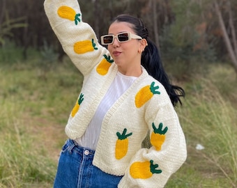 Pineapple Cardigan | 100% handmade | Oversize Pineapple Cardigan | Chunky Knitt Cardigan | Pineapple |  Christmas Unique Gift For Her