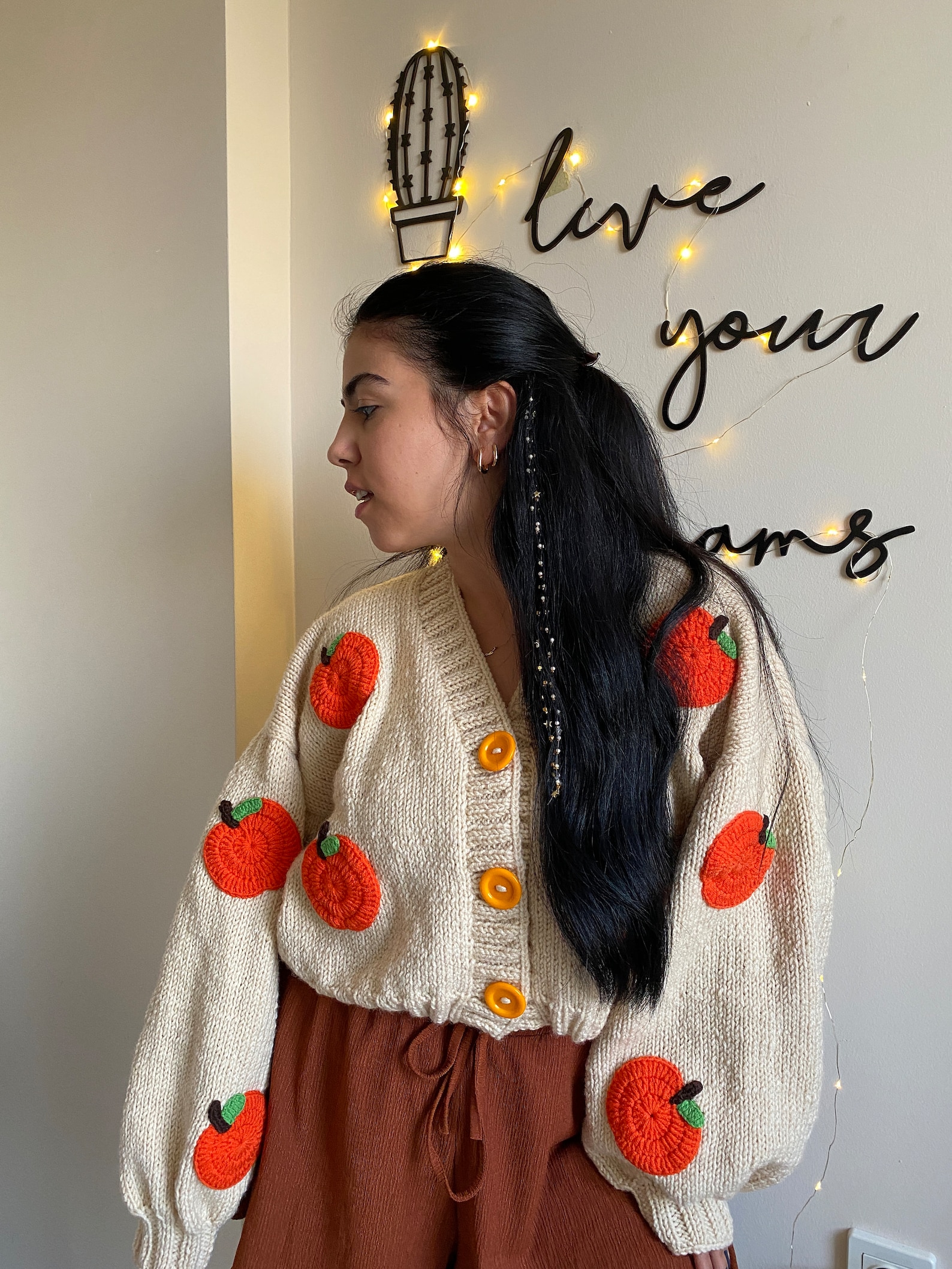 Pumpkin Chunky Cardigan Handmade Sweater for Women Pumpkin - Etsy