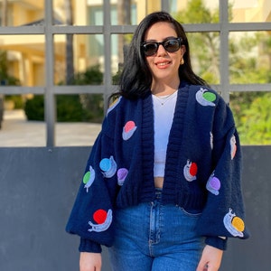 Snail Knit Cardigan | 100% handmade |  Oversized Cardigan |  Chunky Cardigan | Christmas, Halloween, Valentine’s Day, Mother's Day
