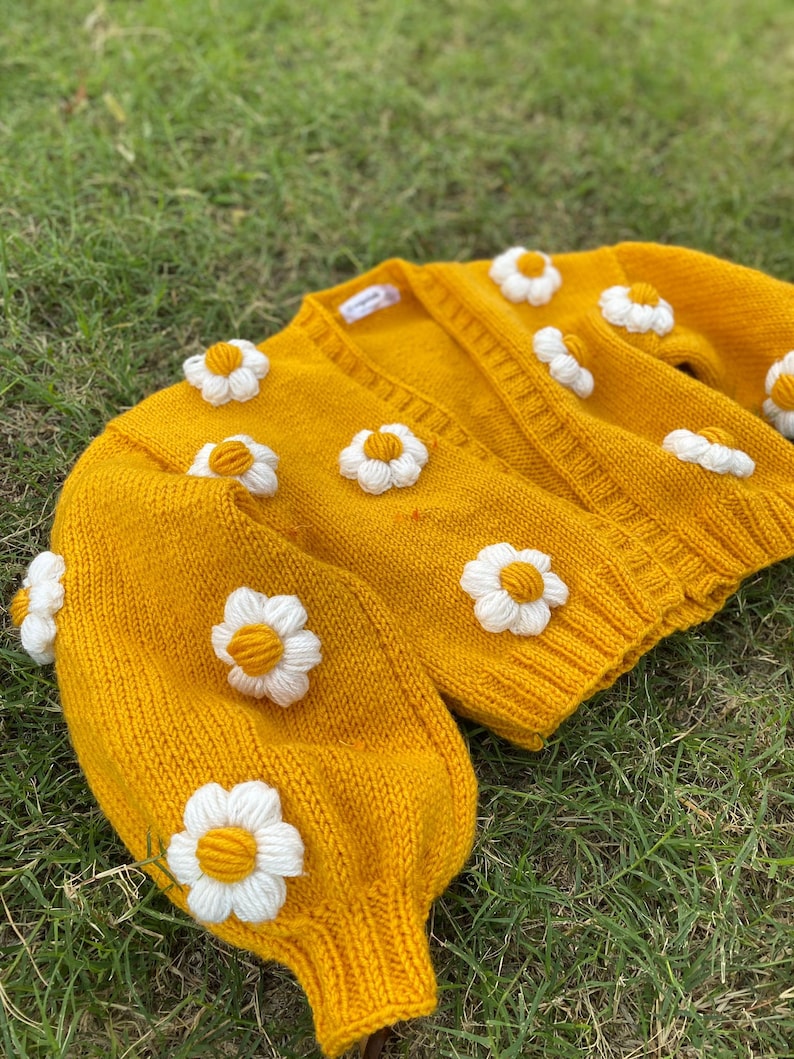 Daisy Chunky Cardigan Handmade Sweater for Women Daisy Etsy