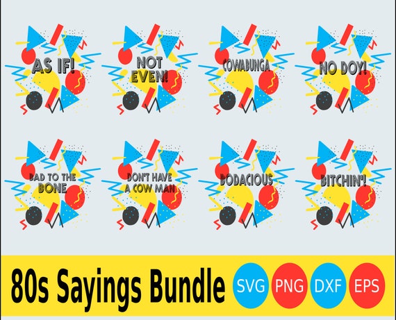 80s Retro Graphic Svg Bundle 1980s Svg Bundle 80s Slang 80s | Etsy