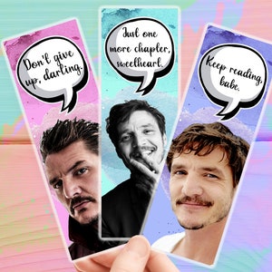 Pedro Pascal bokmärkesset, glansigt laminerat bokhållare