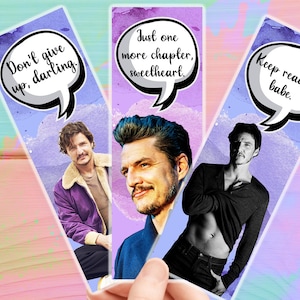 Marque-pages Pedro Pascal, marque-page inspiré de Pedro Pascal, porte-page de livre fait main, cadeau pour les rats de bibliothèque, Fan Art de Pedro Pascal