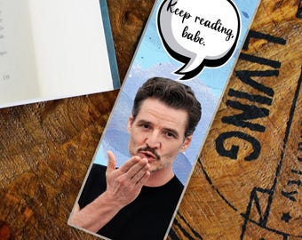 Pedro Pascal Bookmark, Laminated Glossy Book Page Holder