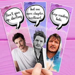 Segnalibri Pedro Pascal, segnalibro ispirato a Pedro Pascal, porta pagine di libri fatto a mano, regalo per amanti dei libri, fan art di Pedro Pascal
