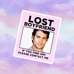 Sticker petit ami perdu Henry Cavill, sticker pour ordinateur portable, cadeau de fan, Henry Cavill Merch, vinyle brillant autocollant imperméable Henry Cavill