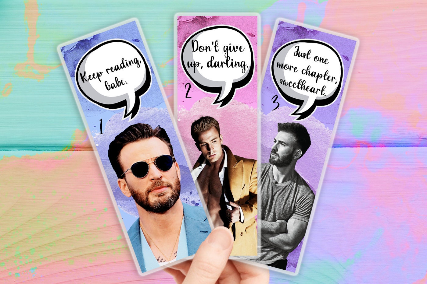 Chris Evans Bookmarks, Glossy Laminated Book Page Holder, Reader Gift ...