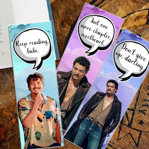 Segnalibri Pedro Pascal, segnalibro ispirato a Pedro Pascal, porta pagine di libri fatto a mano, regalo per amanti dei libri, fan art di Pedro Pascal