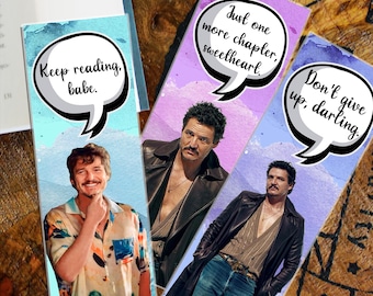 Pedro Pascal Bookmark, Laminated Glossy Fan Art Book Page Holder